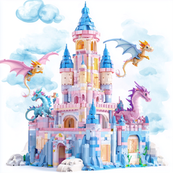 Enchanting Pastel Castle Clipart with Dragons & Knights Watercolour