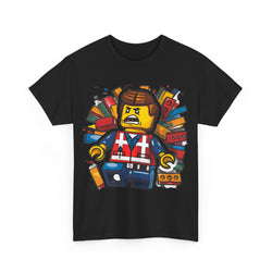 Surprised LEGO Minifigure in Brick Explosion T-Shirt