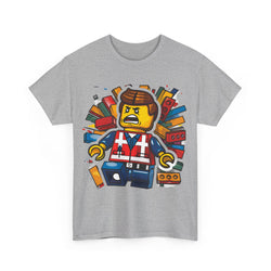 Surprised LEGO Minifigure in Brick Explosion T-Shirt