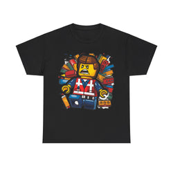 Surprised LEGO Minifigure in Brick Explosion T-Shirt