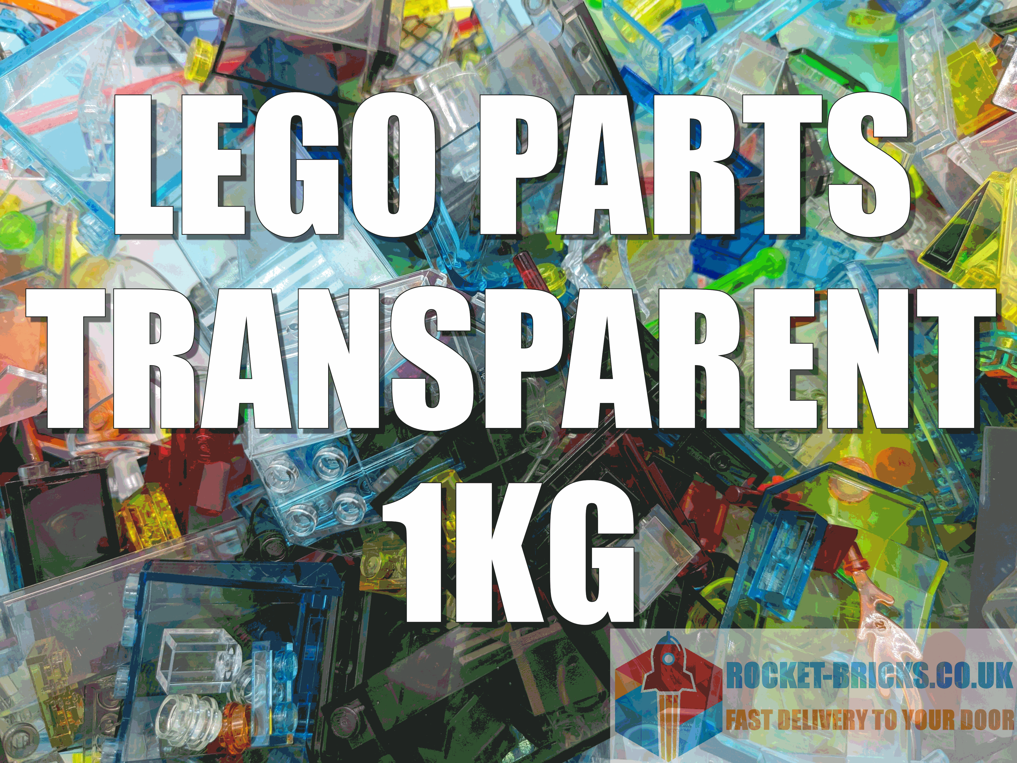 ⭐️️LEGO 1KG BUNDLES INCL MIXED BRICKS PARTS PIECES TILES - TRANSPARENT⭐️