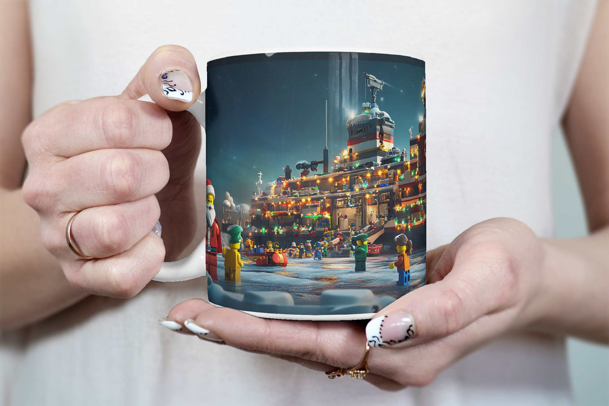 ⭐️️Lego Christmas Scene Mug: Intrepid Sea, Air & Space Museum | NYC | New York⭐️️