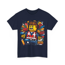 Surprised LEGO Minifigure in Brick Explosion T-Shirt