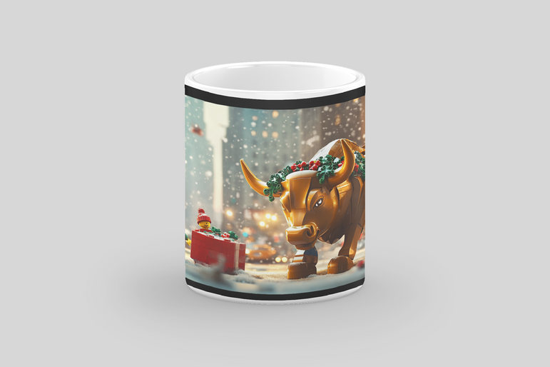 ⭐️️Exclusive Lego Christmas Scene Mug - The Charging Bull | NYC | New York⭐️️