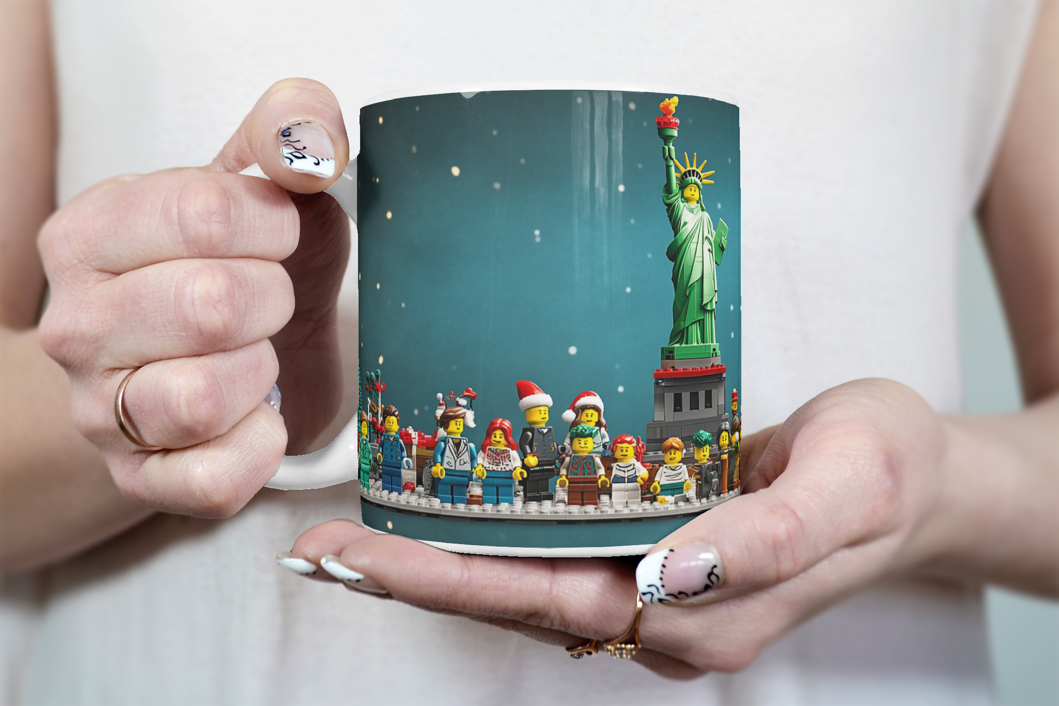 ⭐️️Lego Christmas Scene Mug: Statue of Liberty Visit | NYC | New York⭐️️