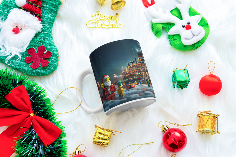 ⭐️️Lego Christmas Scene Mug: Intrepid Sea, Air & Space Museum | NYC | New York⭐️️