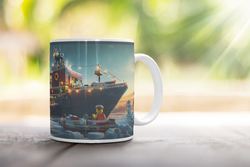 ⭐️️Lego Christmas Scene Mug: Intrepid Sea, Air & Space Museum | NYC | New York⭐️️