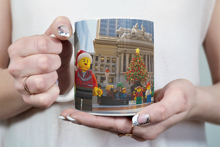 ⭐️️Lego Christmas Scene Mug: New York Public Library | NYC | New York⭐️️