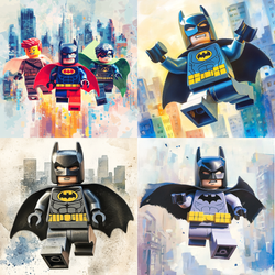 Pastel Superheroes: Watercolour LEGO Clipart Pack, 4 high-quality PNGs, Children Clipart, Superhero Clipart, Watercolour Toy Clipart