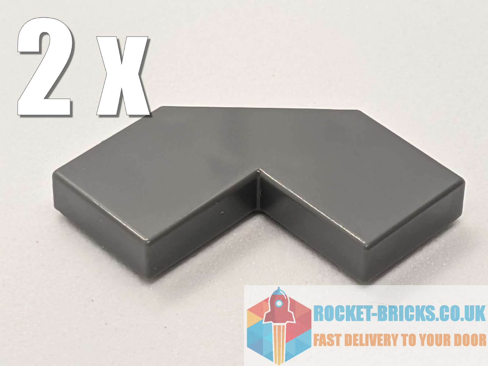 ⭐️️2 x NEW LEGO 27263 TILE FACET 2 x 2 CORNER - DARK BLUISH GREY - 6177079️⭐️